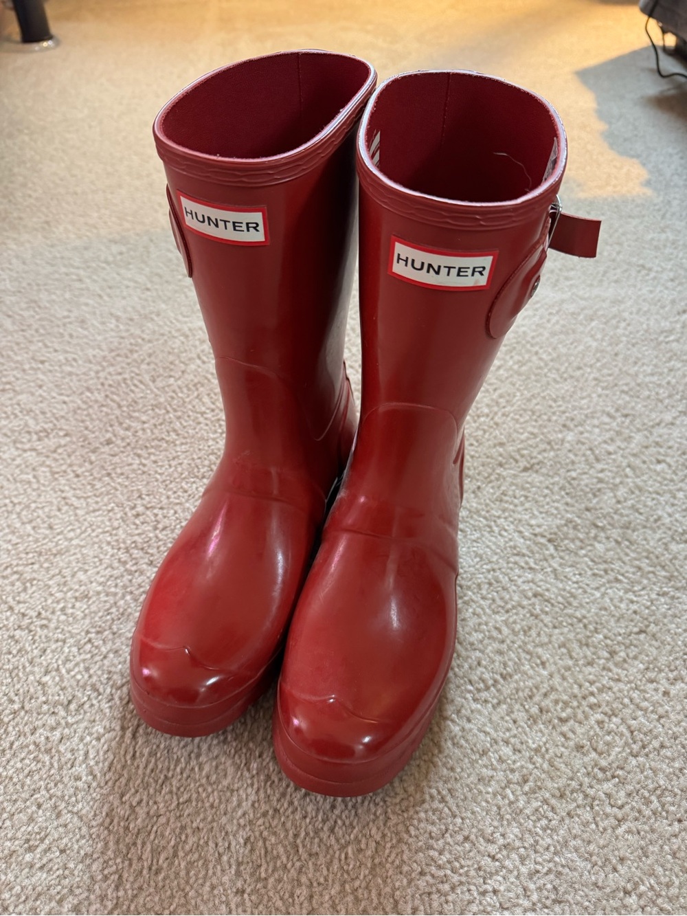 Hunter Red Gloss Rain Boots